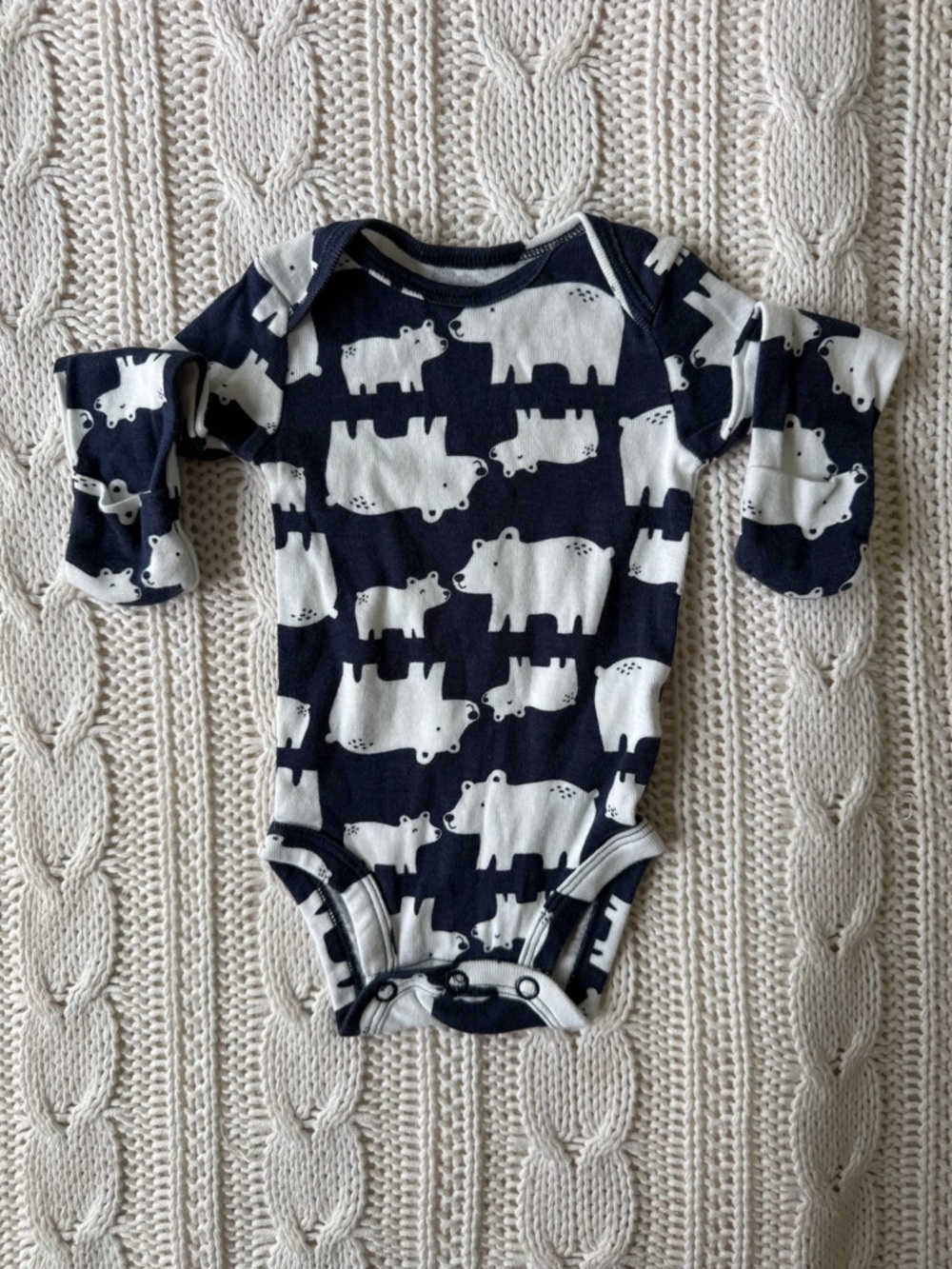 Carter's Navy and White Polar Bear Print Baby Newborn One-Piece